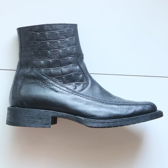 Filanto Black Leather Crocodile Embossed Ankle Boots Italy Men’s Size EU 42 US 9 main image 5